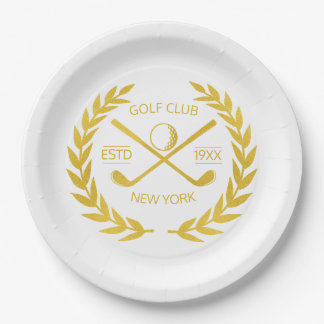 Assiettes En Carton Golf Club Gold personnalisé Élégant minimaliste mo