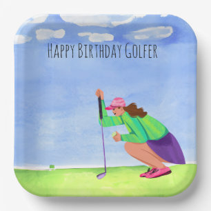 Assiettes En Carton Golf femme jouer golf Anniversaire golfeur