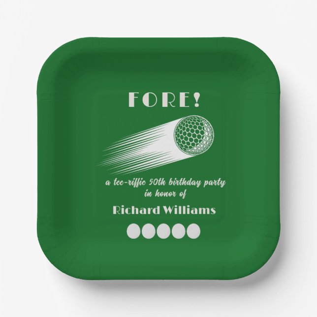 Assiettes En Carton Golf Fore Tee-Riffic Green 50th Birthday Party (Recto)