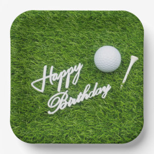 Assiettes En Carton Golf heureux anniversaire au golf avec balle de go