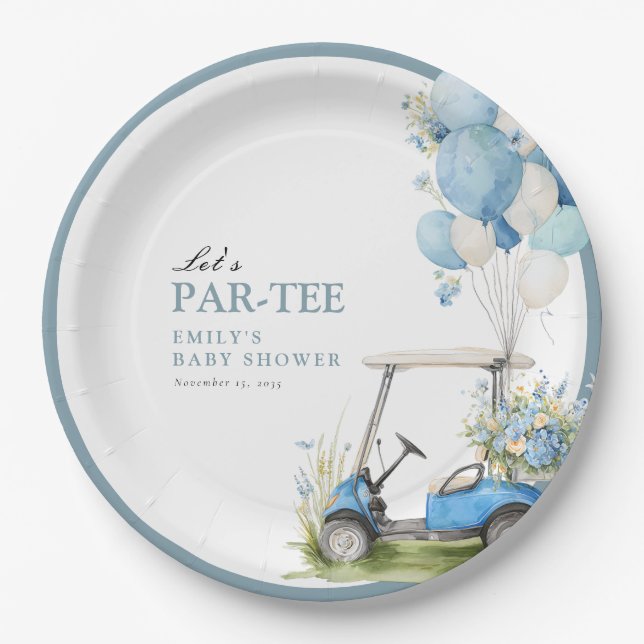 Assiettes En Carton Golf Let's Par-tee Boy Baby Shower (Devant)