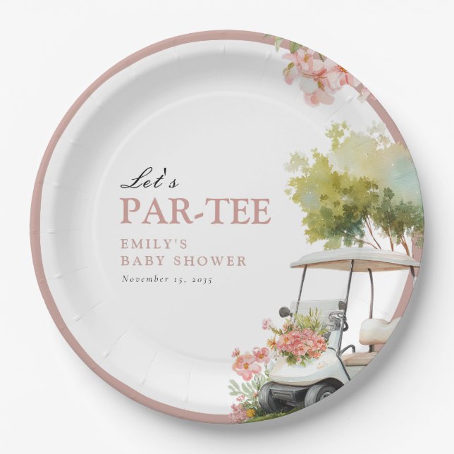 Assiettes En Carton Golf Let's Par-tee Girl Baby Shower (Devant)