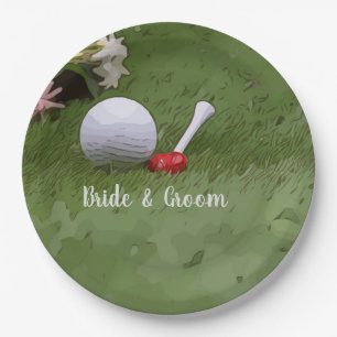 Assiettes En Carton Golf Mariage golf balle et fleur amoureuse