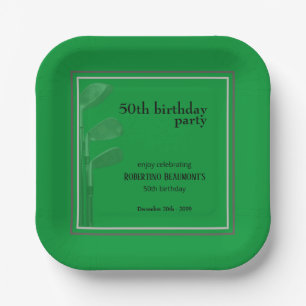 Assiettes En Carton Golf Moderne Anniversaire 50 ans Corporate Vert No