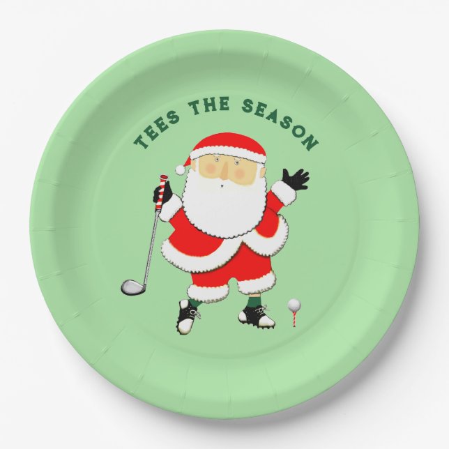 Assiettes En Carton Golf Noël Vacances (Devant)