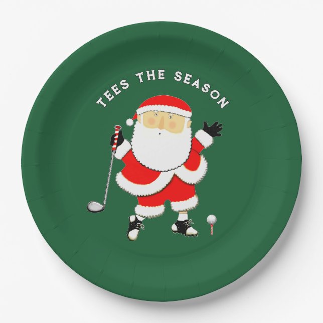Assiettes En Carton Golf Noël Vacances (Devant)