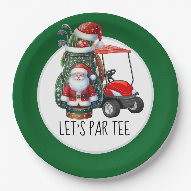 Assiettes En Carton Golf Par tee Christmas Thème pour Golfer (Devant)