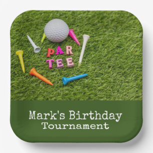 Assiettes En Carton Golf Par terrain avec balle de golf sur vert