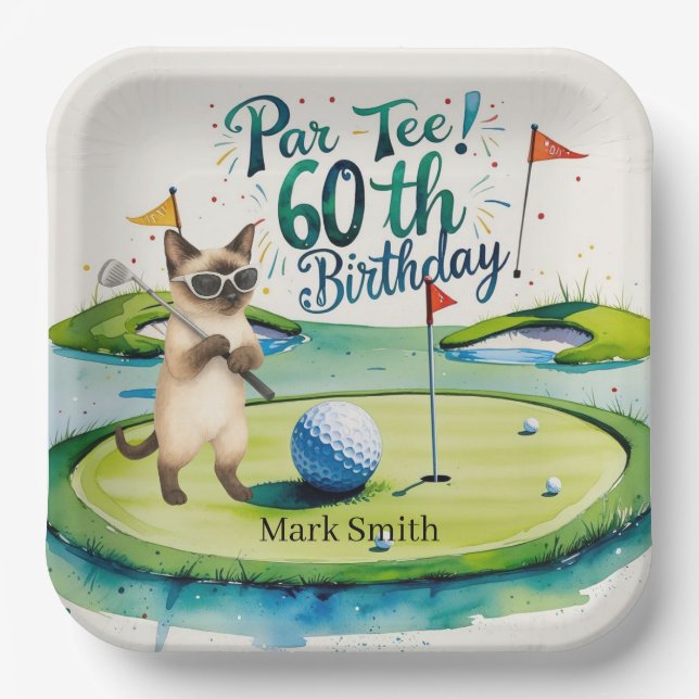 Assiettes En Carton Golfer 60e anniversaire pour les Amoureux de les c (Recto)