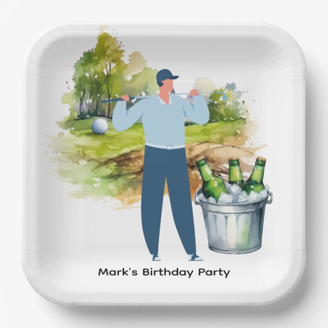 Assiettes En Carton Golfer Partons Tee pour la fête (Recto)