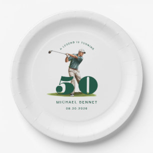 Assiettes En Carton Golfeur Personnalisé 50e Anniversaire