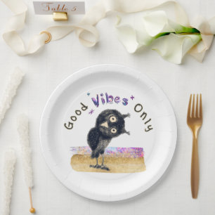 Assiettes En Carton Good Vibes seulement avec Chouette curieuse