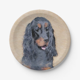 Assiettes En Carton Gordon Setter Peinture - Joli art original chien