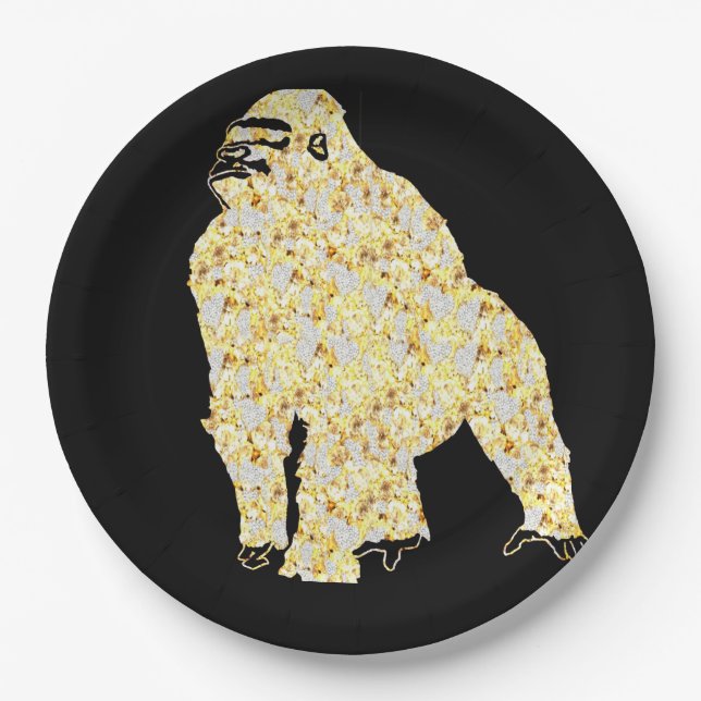 ASSIETTES EN CARTON GORILLA BLING (Devant)