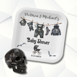 Assiettes En Carton Goth Halloween Clothesline Baby shower
