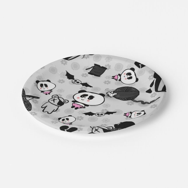 Assiettes En Carton Goth Panda Baby Skull Cupcakes Doodles (Angle)