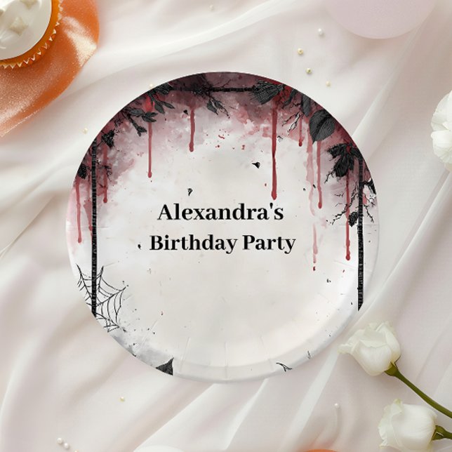 Assiettes En Carton Gothic Blood Roses Birthday (Créateur téléchargé)