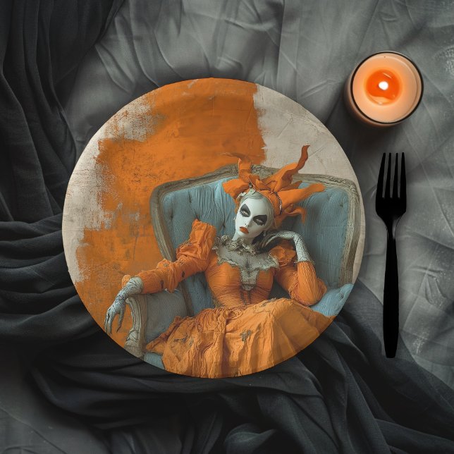 Assiettes En Carton Gothic Woman at the Opera Halloween Costume Party (Créateur téléchargé)