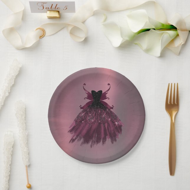 Assiettes En Carton Gothique Fairy Fuchsia Gown | Punk Rock rose Magen (Mariage)