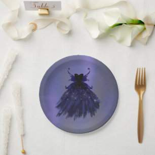 Assiettes En Carton Gothique Fairy Indigo Gown Fleur royale violet p