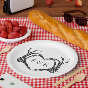 Assiettes En Carton Gothique Romantique Squelette main Halloween Maria