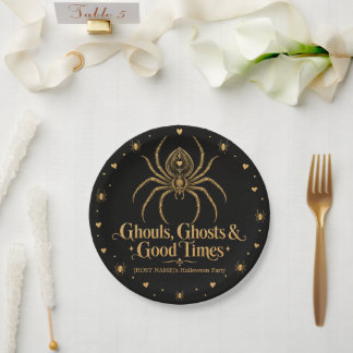 Assiettes En Carton Goules, fantômes et bons moments Halloween noir or