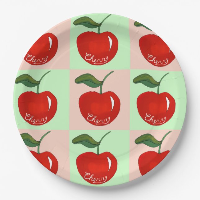 Assiettes En Carton Goûter aux cerises douces (Devant)