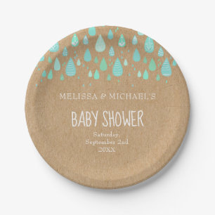 Assiettes En Carton Gouttes de pluie mignonnes pour Baby Shower/Rosée