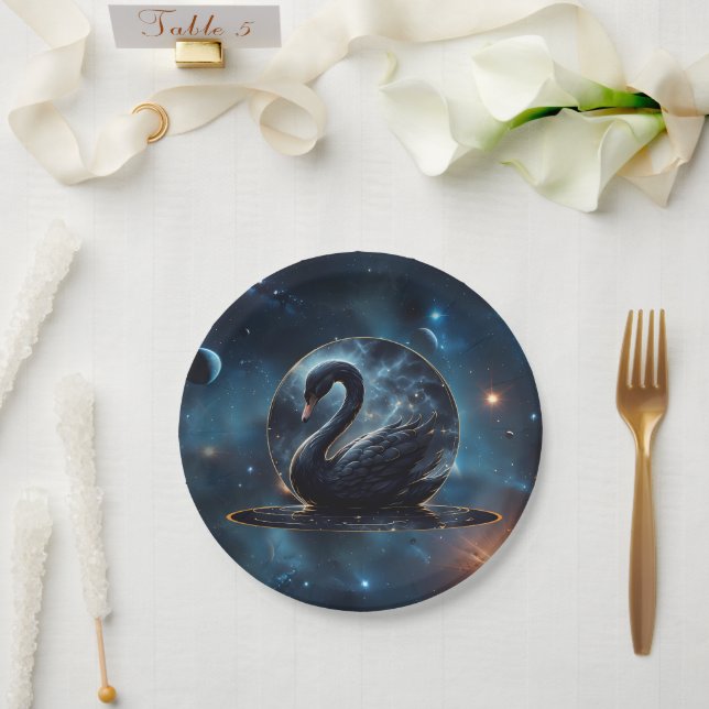 Assiettes En Carton Grace galactique : Le cygne noir. (Mariage)