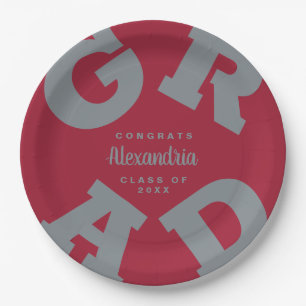 Assiettes En Carton GRAD gras Gris sur les plaques de graduation rou