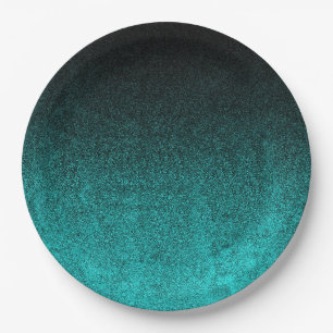 Assiettes En Carton Gradient Aqua et Parties scintillant noire
