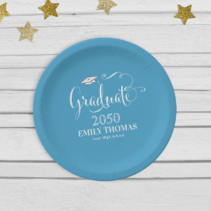 Assiettes En Carton Graduate Elégant Moderne tendance Simple Turquoise