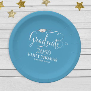 Assiettes En Carton Graduate Elégant Moderne tendance Simple Turquoise