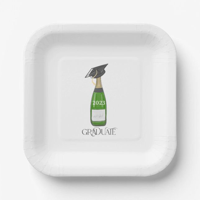 Assiettes En Carton Graduate Graduate Casquette Champagne sur mesure (Recto)