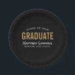 Assiettes En Carton Graduate moderne Parti de graduation personnalisée<br><div class="desc">Plaques de papier minimaliste personnalisées modernes pour la remise des diplômes afin de coordonner avec nos modèles d'invitation Moderne Graduate correspondants. Personnalisez-le avec votre nom, votre école et votre année de diplôme. Utilisez les outils de conception pour choisir n'importe quelle couleur arrière - plan, modifier le texte, les polices et...</div>