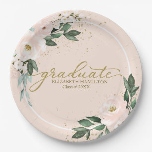 Assiettes En Carton Graduate Pink Blush Floral Party