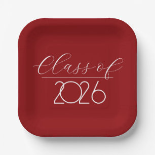 Assiettes En Carton Graduation 2026 Rouge et blanc