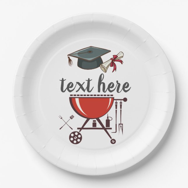 Assiettes En Carton Graduation BBQ invitation, Grand party Invitation (Devant)