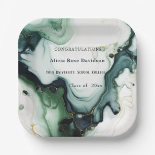 Assiettes En Carton Graduation, Beau Vert Turquoise Agate Marbre