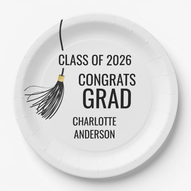 Assiettes En Carton Graduation Cap Tassel  (Devant)