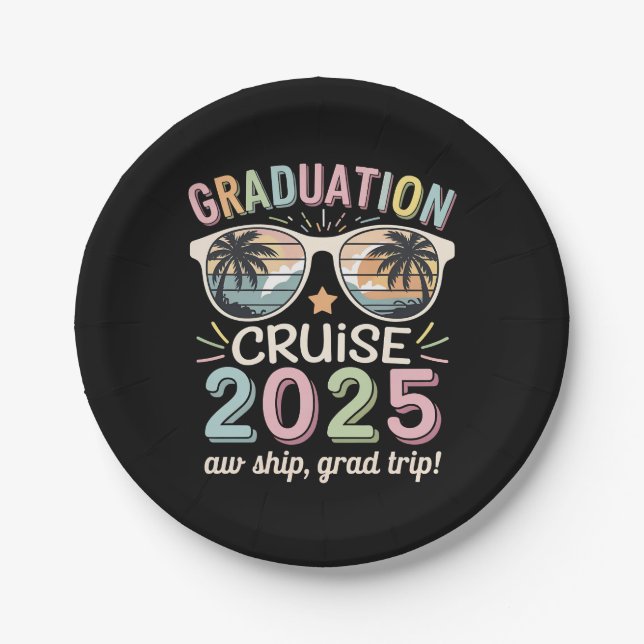 Assiettes En Carton Graduation Cruise 2025 Graduate Cruising Squad (Devant)