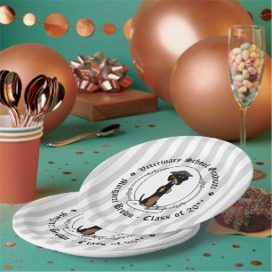 Assiettes En Carton Graduation Dachshund Chien (noir & bronze) mignonn
