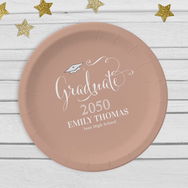 Assiettes En Carton Graduation Élégante Calligraphie Moderne Script Ta (Créateur téléchargé)