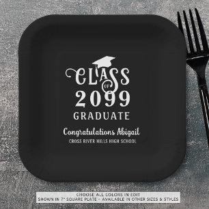 Assiettes En Carton Graduation Fancy Class Année Nom du script
