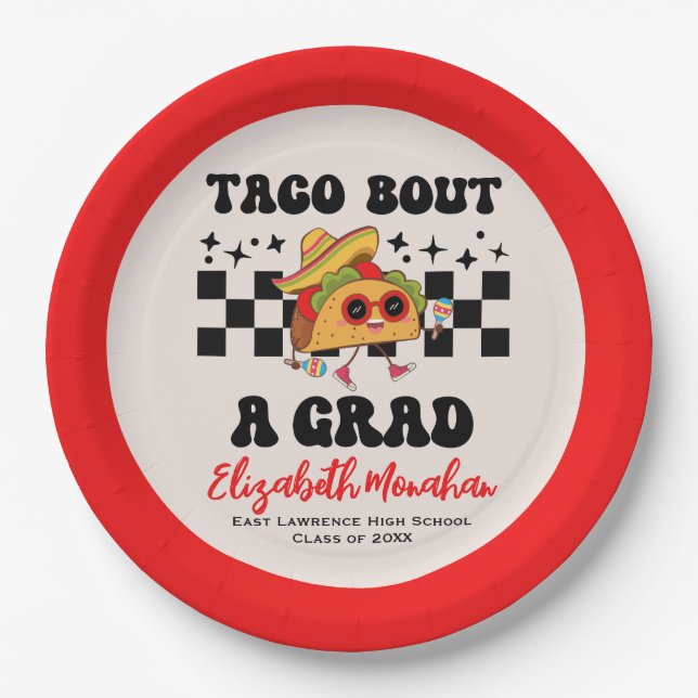 Assiettes En Carton Graduation Fiesta Taco Bout A Grade (Devant)
