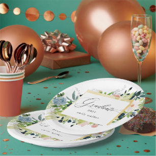 Assiettes En Carton Graduation Florale Bleue De Minuit