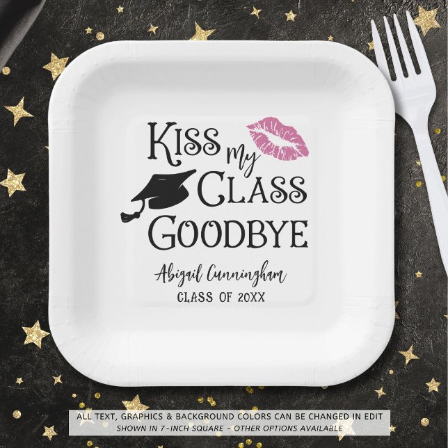 Assiettes En Carton Graduation Funny KISS MON CLASSE GOODBYE Nom (Créateur téléchargé)