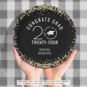 Assiettes En Carton Graduation moderne Black Faux Gold Parties scintil