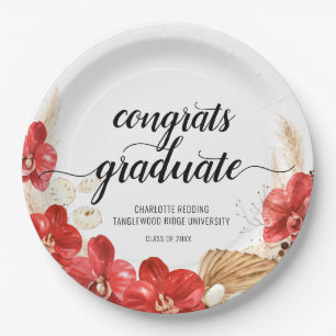 Assiettes En Carton Graduation moderne Floral Script Type Party