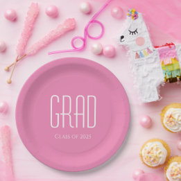 Assiettes En Carton Graduation Party Class of 2025 Pink Grad